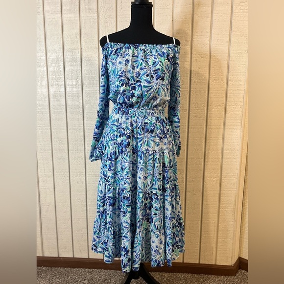 Lilly Pulitzer Jennie Off The Shoulder Midi Dress, size small. - Picture 2 of 6
